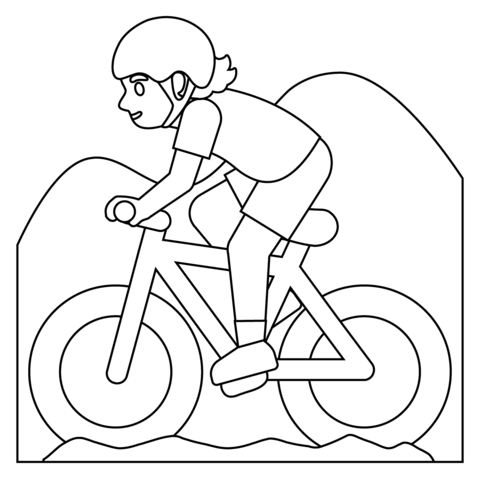 Person Mountain Biking Emoji Coloring Page